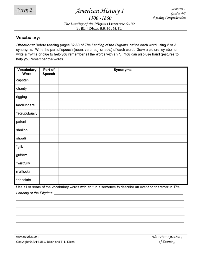 Job #4 American 1 Middle Grades Language Arts Week 2 Semester 1_Page3